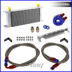 AN8 16 Row Engine Oil Cooler WithBracket + 3/416 & M20 Filter Adapter Hose Kit BL