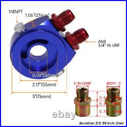 AN8 16 Row Engine Oil Cooler WithBracket + 3/416 & M20 Filter Adapter Hose Kit BL