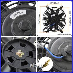 AN8 32MM 15 Row Engine Oil Cooler WithOil Filter Adapter Hose Kit +7 Electric Fan