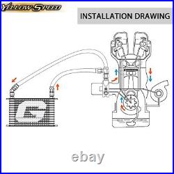 Fit For Universal 15 AN10 Row Engine Oil Cooler + 7 Fan + Filter Adapter Kit