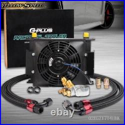 Fit For Universal 30 Row Thermostat Adaptor Racing Engine Oil Cooler+7 Fan