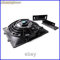 Fit For Universal 30 Row Thermostat Adaptor Racing Engine Oil Cooler+7 Fan