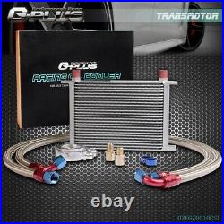 New Universal 25 Row 10AN Aluminum Engine Oil Cooler + Filter Adapter Hose Kit