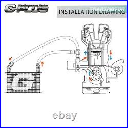 New Universal 25 Row 10AN Aluminum Engine Oil Cooler + Filter Adapter Hose Kit