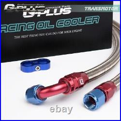 New Universal 25 Row 10AN Aluminum Engine Oil Cooler + Filter Adapter Hose Kit