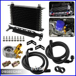 Universal 13 Row AN10 Engine Oil Cooler With Thermostat 80 Deg Filter Adapter Kit