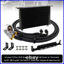 Universal 13 Row AN10 Engine Oil Cooler With Thermostat 80 Deg Filter Adapter Kit