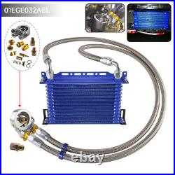 Universal 13 Row AN10 Engine Oil Cooler With Thermostat 80 Deg Filter Adapter Kit