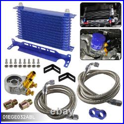 Universal 13 Row AN10 Engine Oil Cooler With Thermostat 80 Deg Filter Adapter Kit