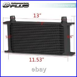 Universal 19 Row 10AN Aluminum Engine Oil Cooler + Filter Relocation Adapter Kit