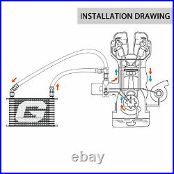 Universal 25 Row AN-10 Engine Aluminum Oil Cooler & Filter Adapter Kit&Oil Line