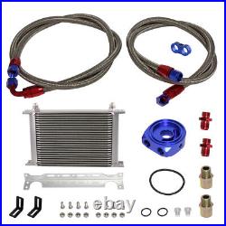 Universal 25 Row AN8 Engine Oil Cooler WithBracket + Filter Adapter Hose Line Kit