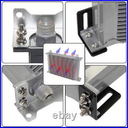 Universal 25 Row Engine Oil Cooler with Thermostatic Oil Filter Adapter 12V Fan