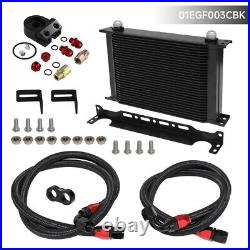 Universal 30 Row Engine Transmission Oil Cooler +Filter Adapter Hose Line Kit BK