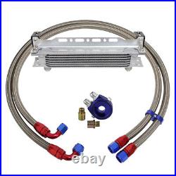 Universal AN-10AN 7 Row Engine Transmission Oil Cooler +Filter Adapter Hose Kit