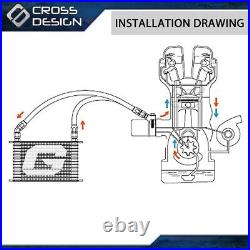 Universal Engine Oil Cooler 25 Row 10AN With Oil Filter Adapter Kit & 2PC Oil Line